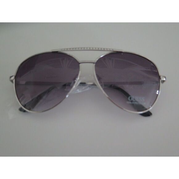 GUESS GF0399 01B Women's Silver/Gray Aviator Sunglasses - Picture 2 of 9